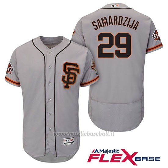 Maglia Baseball Uomo San Francisco Giants Jeff Samardzija Grigio Alterner 60th Season Flex Base